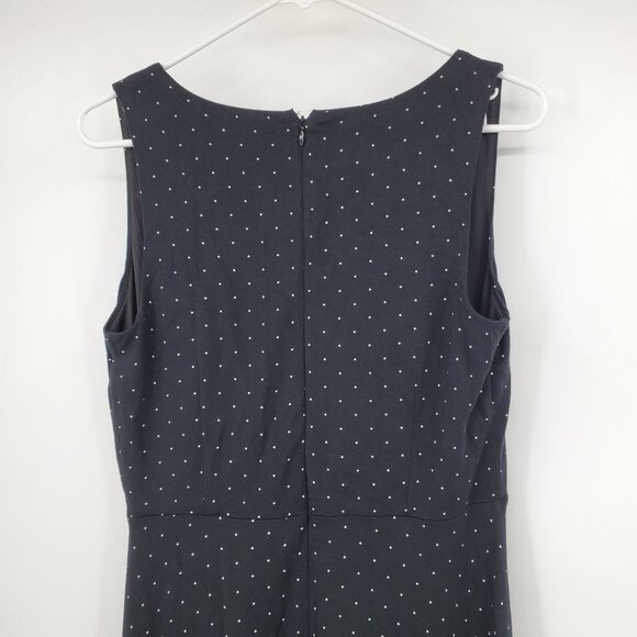 Loft Ann Taylor Black and White Polka Dot V Neck Knee Length Dress 6 - Picture 7 of 9